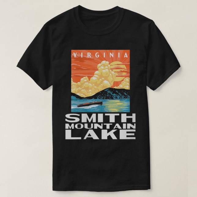Womens Retro Smith Mountains Lake Virginia WPA Sty T-Shirt (Design Front)