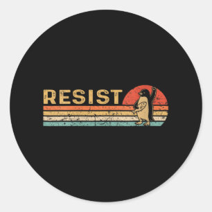 Womens Retro Sunset Penguin Resist Penguins Protes Classic Round Sticker