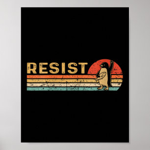 Womens Retro Sunset Penguin Resist Penguins Protes Poster