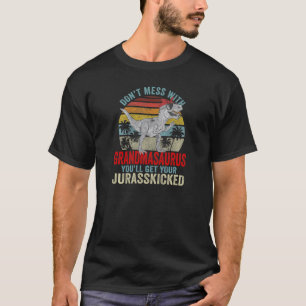 Womens Retro Vintage Grandmasaurus Dinosaur T Rex T-Shirt