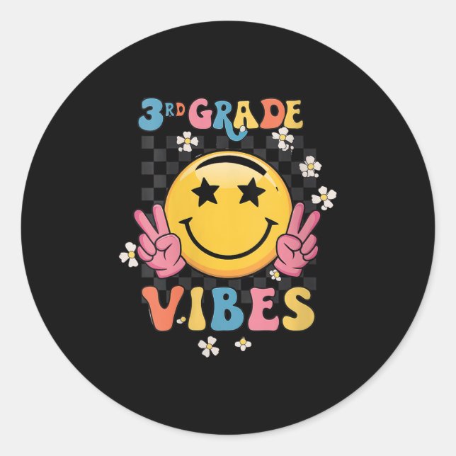 Womens Retro Welcome Back To School Teacher Boys G Classic Round Sticker (Front)