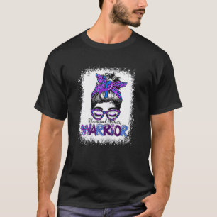 Womens Rheumatoid Arthritis Warrior Messy Bun Leop T-Shirt