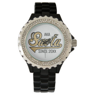 Women's Rhinestone Black Enamel Watch  Savta