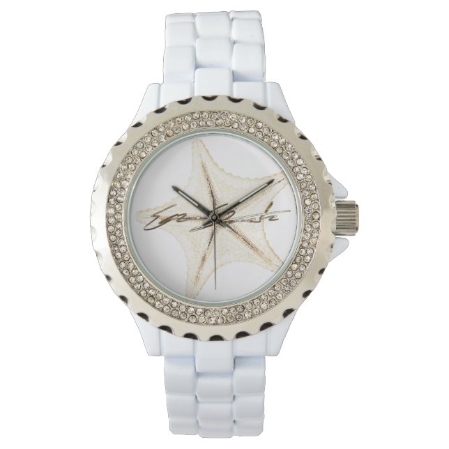  Women's Rhinestone White Enamel Watch (Front)