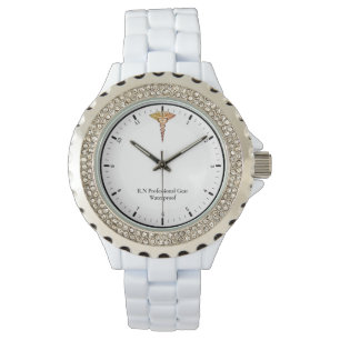 Women's Rhinestone White Enamel Watch