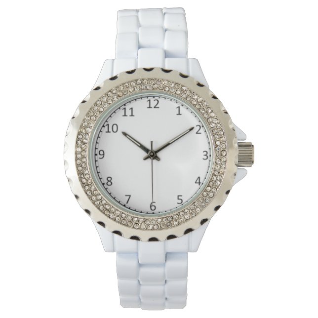Women's Rhinestone White Enamel Watch (Front)
