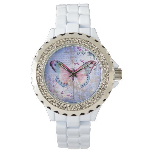 Women's Rhinestone White Enamel Watch/Vintage Watch (Front)