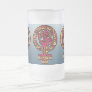 women's rights 2017 LGBTQIA raised fist Frosted Glass Beer Mug