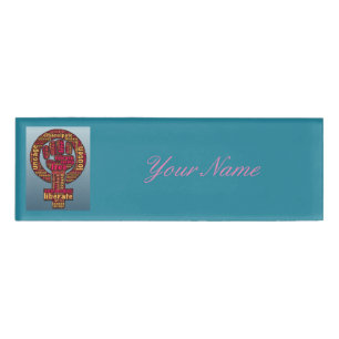 women's rights 2017 raised fist name tag