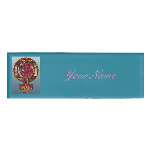 women's rights 2017 raised fist name tag (Front)