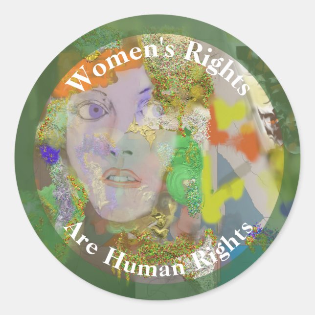 Women's Rights are Human Rights Drawing of Woman 2 Classic Round Sticker (Front)