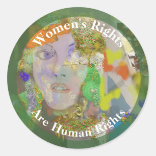 Women's Rights are Human Rights Drawing of Woman 2 Classic Round Sticker