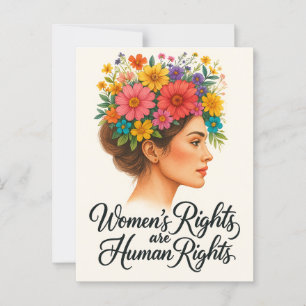 Women's Rights are Human Rights Floral Empowerment Postcard