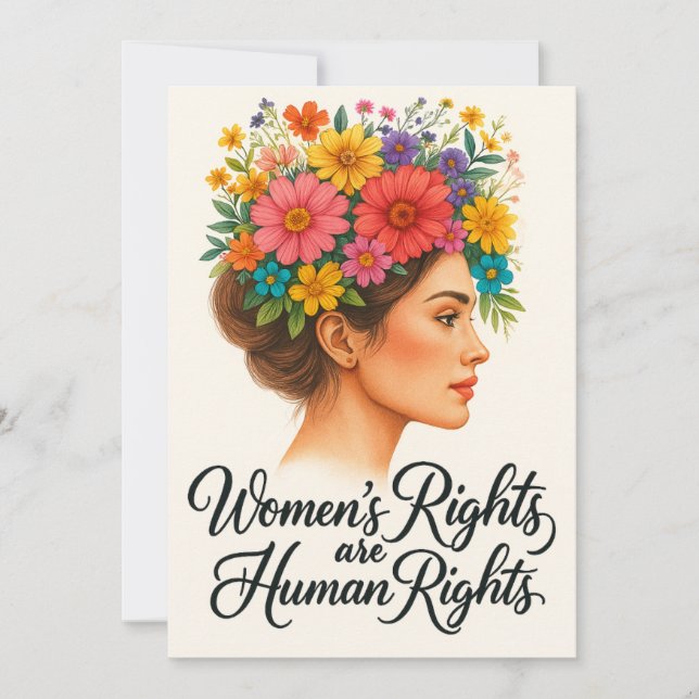 Women's Rights are Human Rights Floral Empowerment Thank You Card (Front)