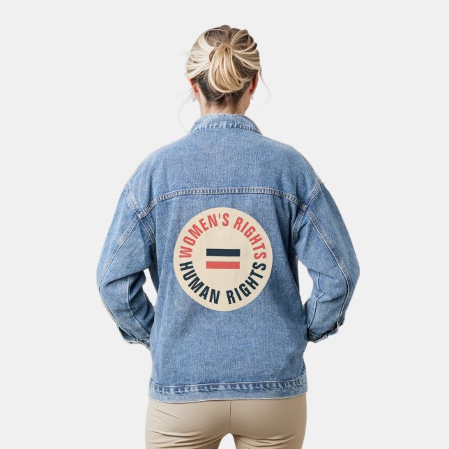 Women's Rights Equal Human Rights Feminist Denim Jacket (Model)
