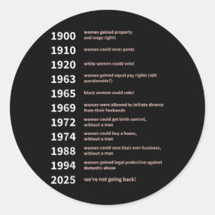 Womens Rights Gained By Date - Women Rights  Classic Round Sticker