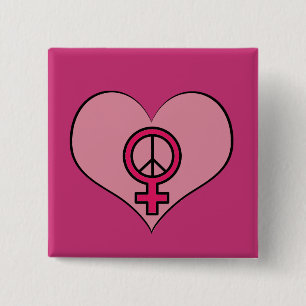 Womens Rights Protest Heart Feminist Square Button