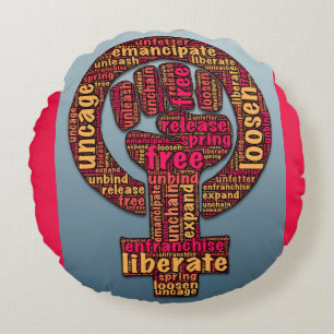 women's rights raised fist 2017 LGBTQIA Round Cushion