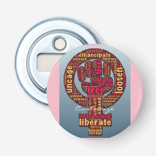 women's rights raised fist Thunder_Cove Bottle Opener (Front)