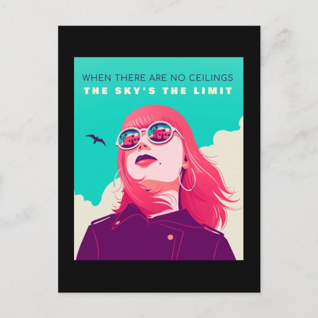 Women's Rights | The sky’s the limit Illustration Postcard (Front)