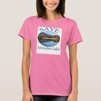 Womens "ringer" blue T with website on back T-Shirt