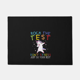 Womens Rock The Test Funny School Professor Teache Doormat