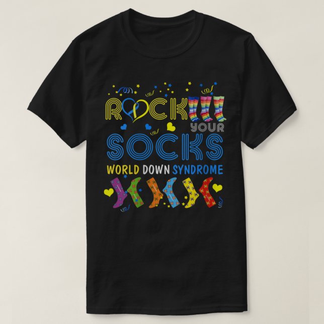 Womens Rock Your Socks Cute 3-21 Trisomy 21 World  T-Shirt (Design Front)