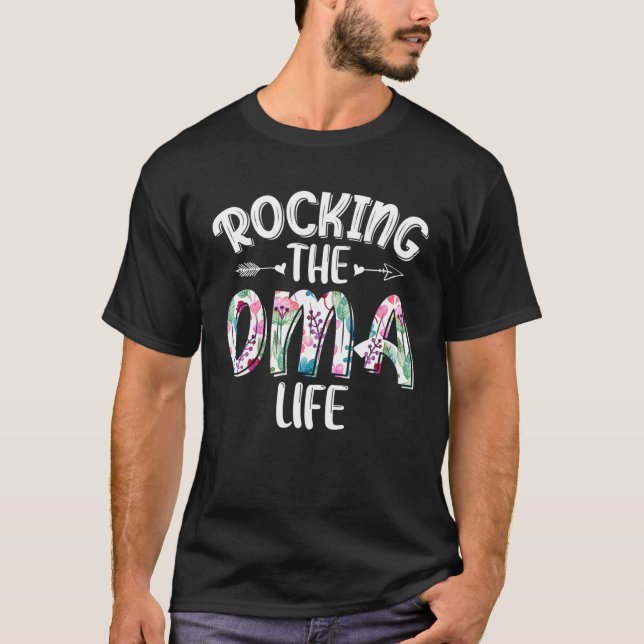 Womens Rocking The Oma Life New Grandma Mother's D T-Shirt (Front)