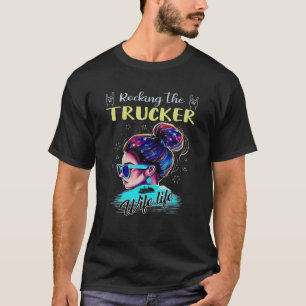 Womens Rocking the trucker s wife life US Flag Tow T-Shirt