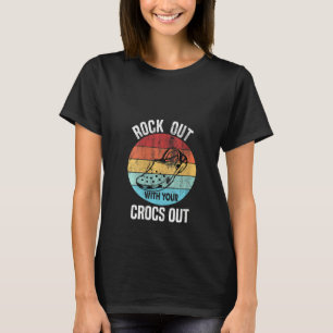 Womens Rocks Out With Your Crocs Out Funny Retro V T-Shirt
