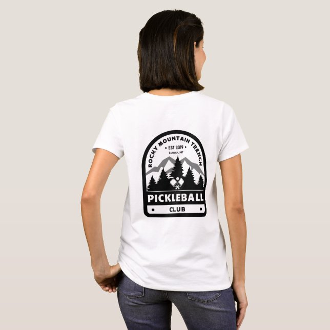 Womens Rocky Mountain Trench Pickleball Club T-Shirt (Back Full)