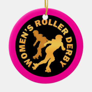 Women's Roller Derby Ceramic Tree Decoration