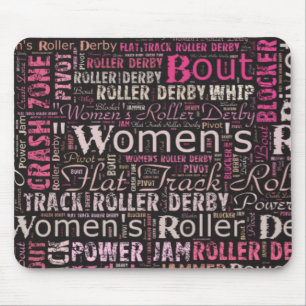 Women's Roller Derby Text Collage Mouse Mat