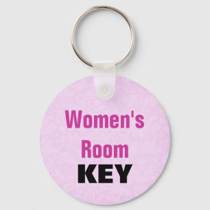 Womens Room Keychain - Pink and Black