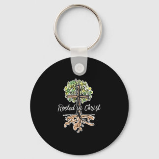 Womens Rooted in Christ Religious Christian Jesus Key Ring