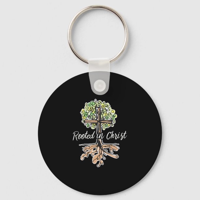 Womens Rooted in Christ Religious Christian Jesus Key Ring (Front)