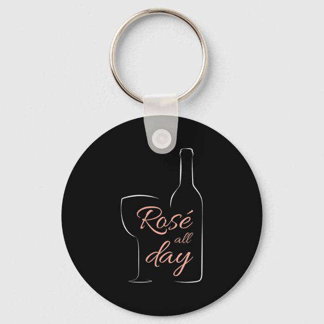 Womens Rose All Day Elegant Connoisseur Wine Lover Key Ring (Front)