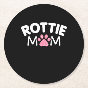 Womens Rottie Mum Apparel Rottweiler Owner Lover Round Paper Coaster