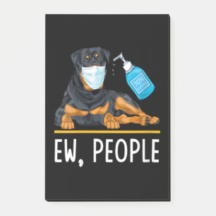 Womens Rottweiler Dog Face Mask Hand Sanitizer Fun Post-it Notes
