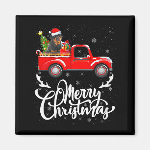 Womens Rottweiler Dog On Christmas Tree Red Truck  Magnet