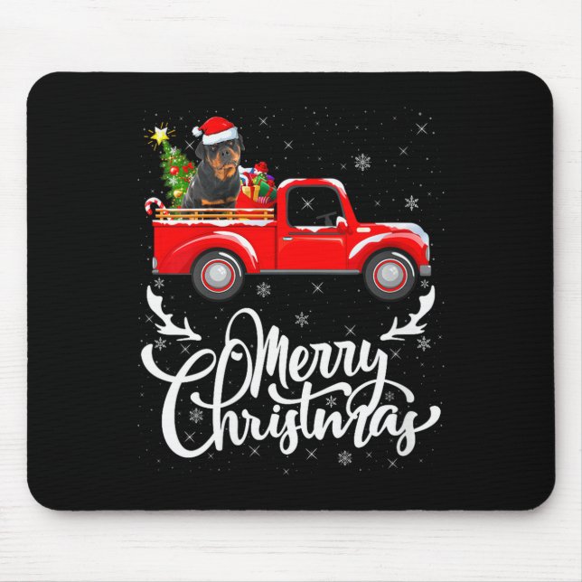 Womens Rottweiler Dog On Christmas Tree Red Truck  Mouse Mat (Front)