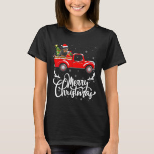 Womens Rottweiler Dog On Christmas Tree Red Truck  T-Shirt