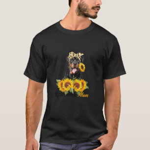 Womens Rottweiler Mum Sunflower Summer Dog Mum Mam T-Shirt