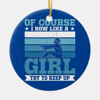 Womens Rowing Girl  Ceramic Tree Decoration