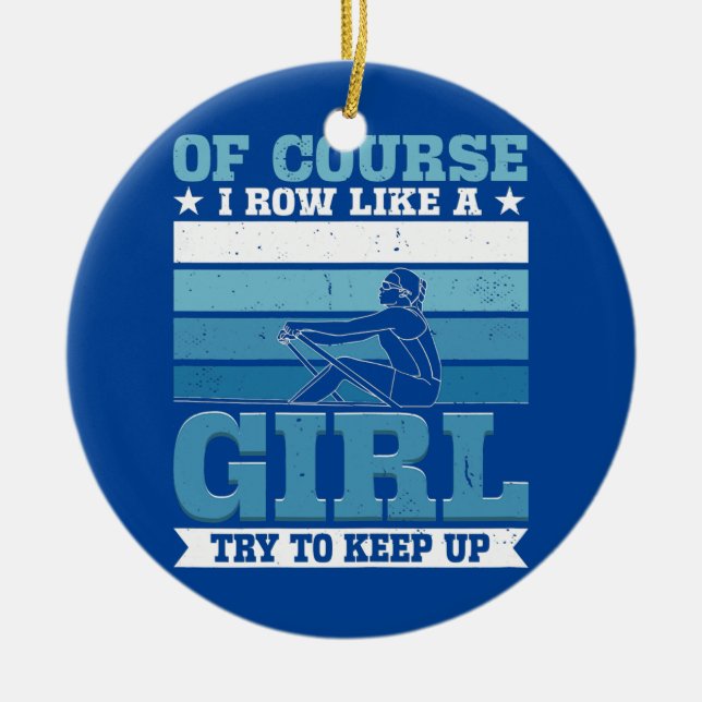 Womens Rowing Girl  Ceramic Tree Decoration (Front)