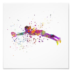Women's rugby in watercolor photo print