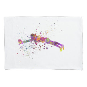 Women's rugby in watercolor pillowcase