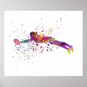 Women's rugby in watercolor poster