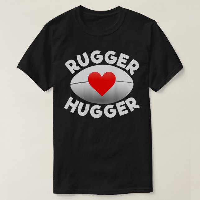 Womens Rugger Hugger Rugby Lover Heart And Ball  T-Shirt (Design Front)