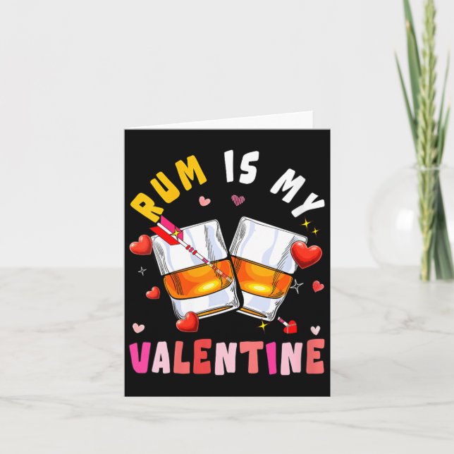 Women's Rum Is My Valentine Hearts Matching Drinke Card (Front)